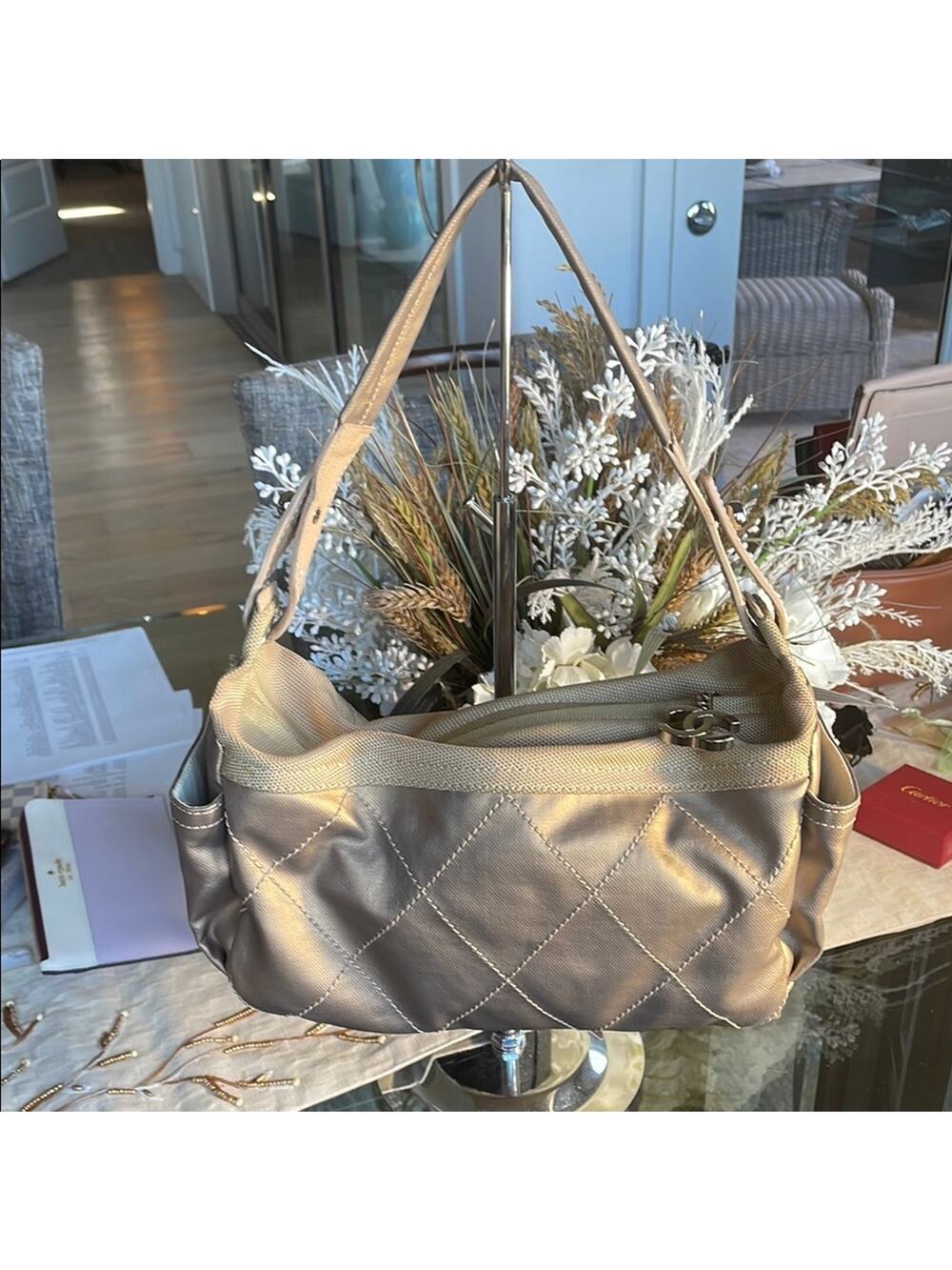 CHANEL Beige Quilted Shoulder Bag